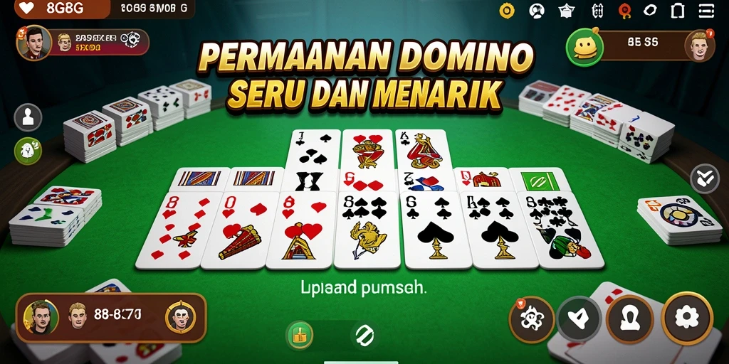Menampilkan gameplay seru dalam permainan Domino 8G8G.
