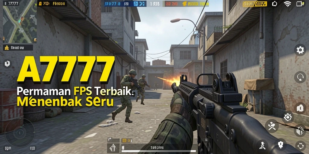 Tangkapan layar menunjukkan aksi intens dalam game FPS A7777.