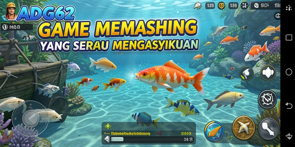 Screenshot utama ADG62 menampilkan keseruan gameplay memancing yang mengasyikkan.