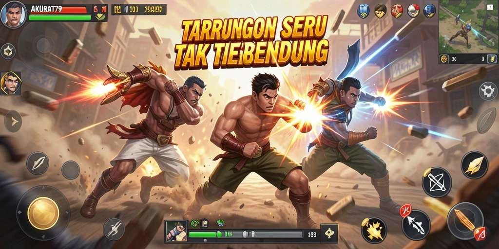 Gameplay intens AKURAT79 dengan pertarungan seru dan karakter unik.