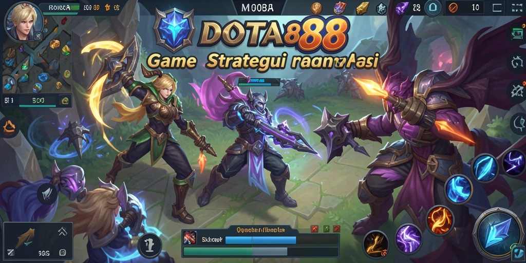 Tampilan screenshot <strong>DOTA88</strong> menampilkan aksi pertempuran MOBA yang intens.