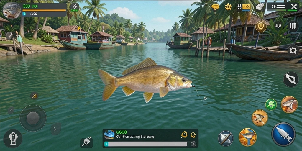 Tampilan gameplay G668 yang menarik saat memancing di laut.