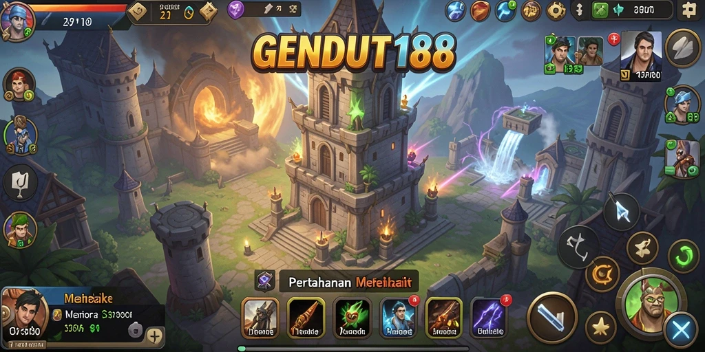 Tampilan seru gameplay GENDUT188 dalam aksi Tower Defense.