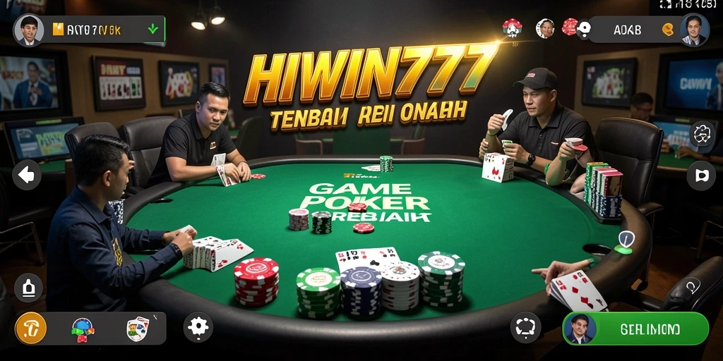 Screenshot utama HIWIN777 menampilkan aksi seru permainan Poker.