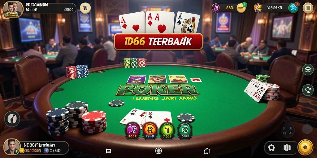 Tampilan gameplay Poker yang mendebarkan di ID66.