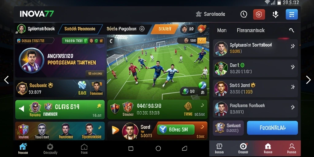 Screenshot gameplay dari INOVA77 menampilkan fitur taruhan olahraga.