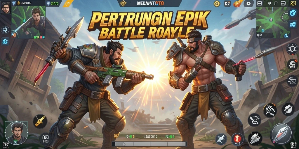 Screenshot menampilkan aksi intens dalam permainan Battle Royale.