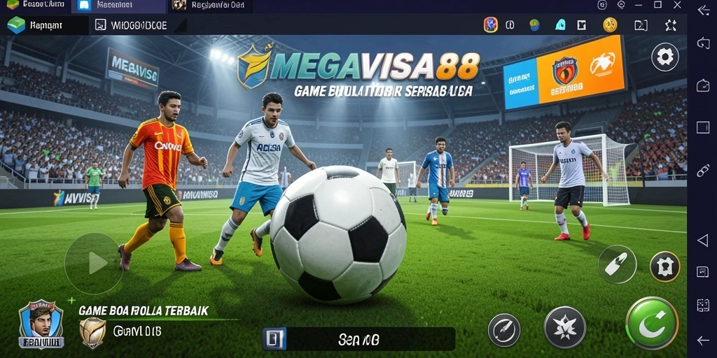 Screenshot gameplay MEGAVISA88 menampilkan aksi menarik di lapangan sepak bola.