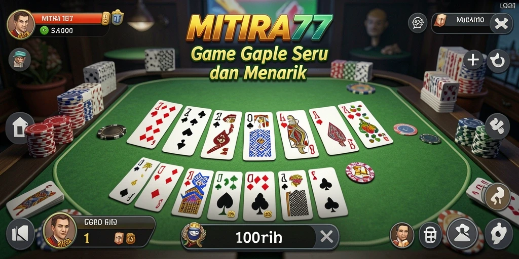 Tampilan screenshot MITRA77 yang menampilkan asyiknya bermain Gaple.