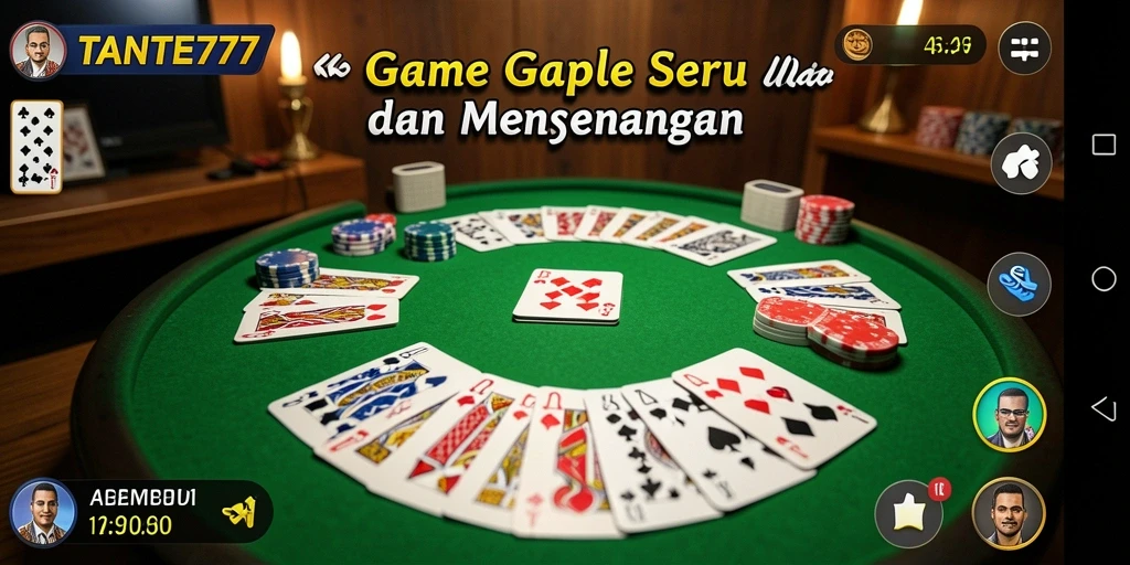 Tangkapan layar gameplay yang seru dari TANTE777 di tengah pertandingan Gaple.